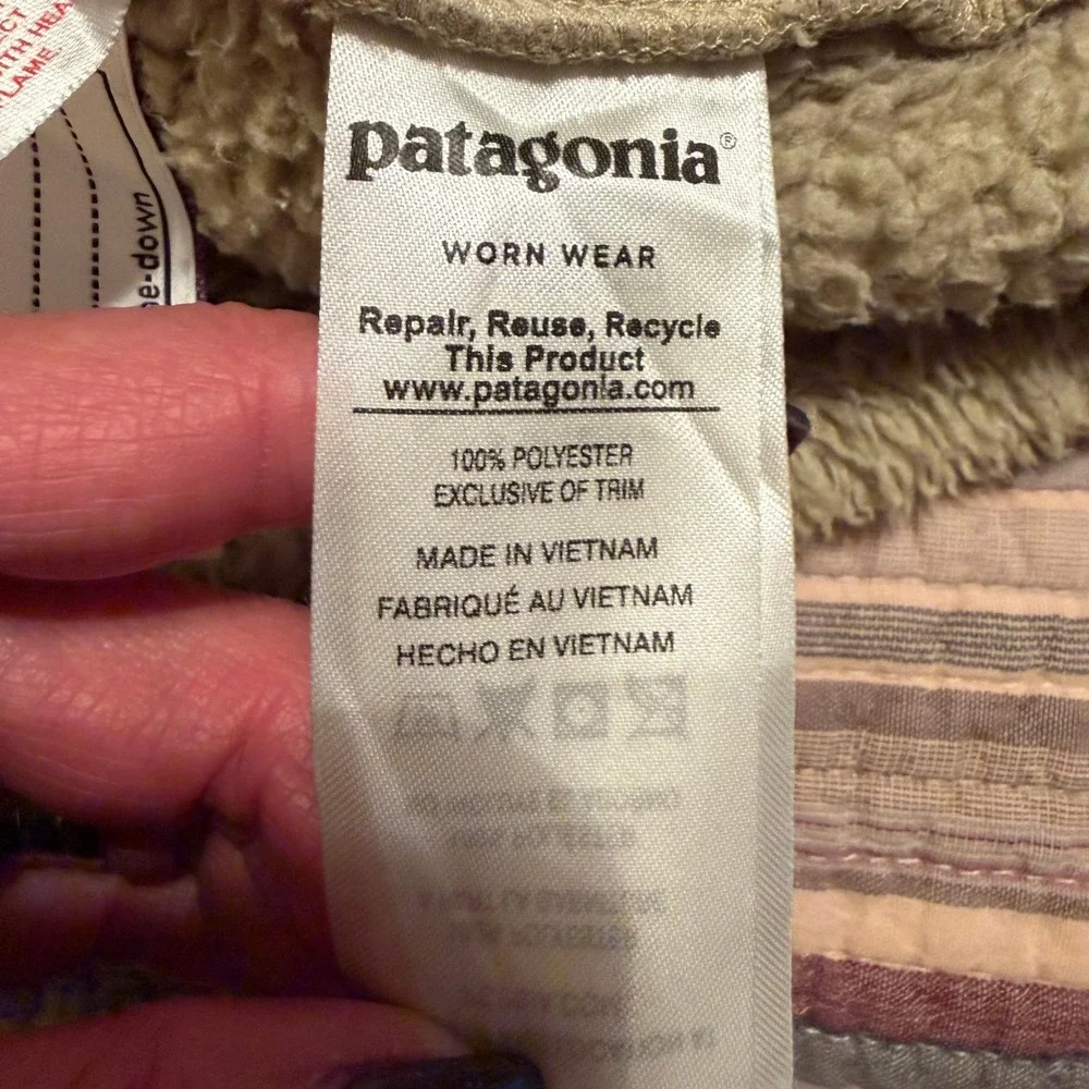 Patagonia Girls XXL 16-18 Los Gatos Fleece Vest Tan Full‎ Zip High Pile Soft